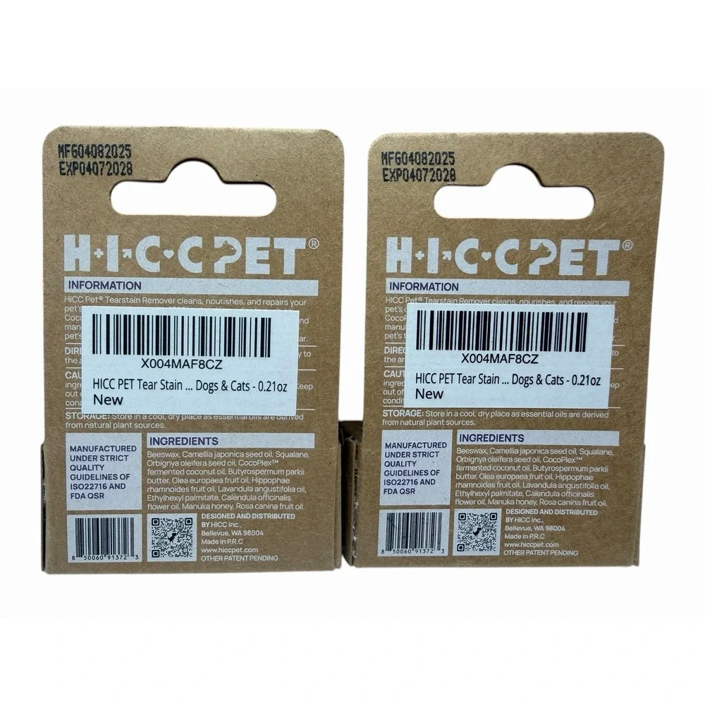 Pack‎ HICC PET Tear Stain Remover Dogs Cats 0.21oz CocoPlex Natural New